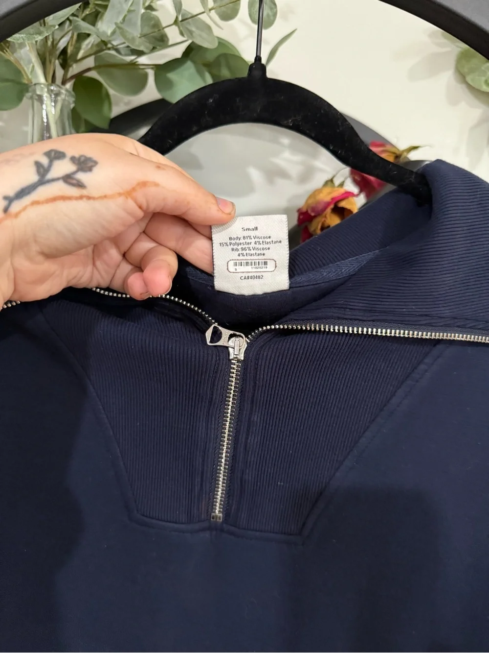 Varley DoubleSoft Catherine Half Zip Sweatshirt Navy Blue Size Small